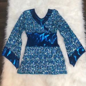 Reverence Dance Costume - Silver and Blue Sequins